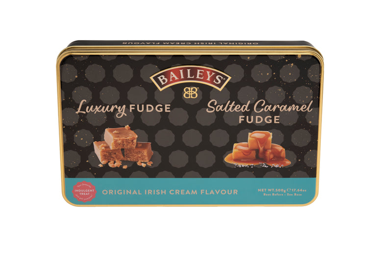 Baileys Fudge Caramels Tin, Luxury Fudge/ Salted Caramel Fudge, 17oz  (Case of 6)